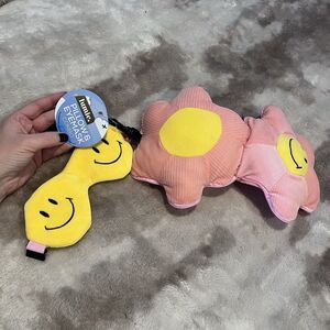 Lumie Travel Neck Pillow w Eye Mask for Kids Teens Airplane Travel Flower Happy